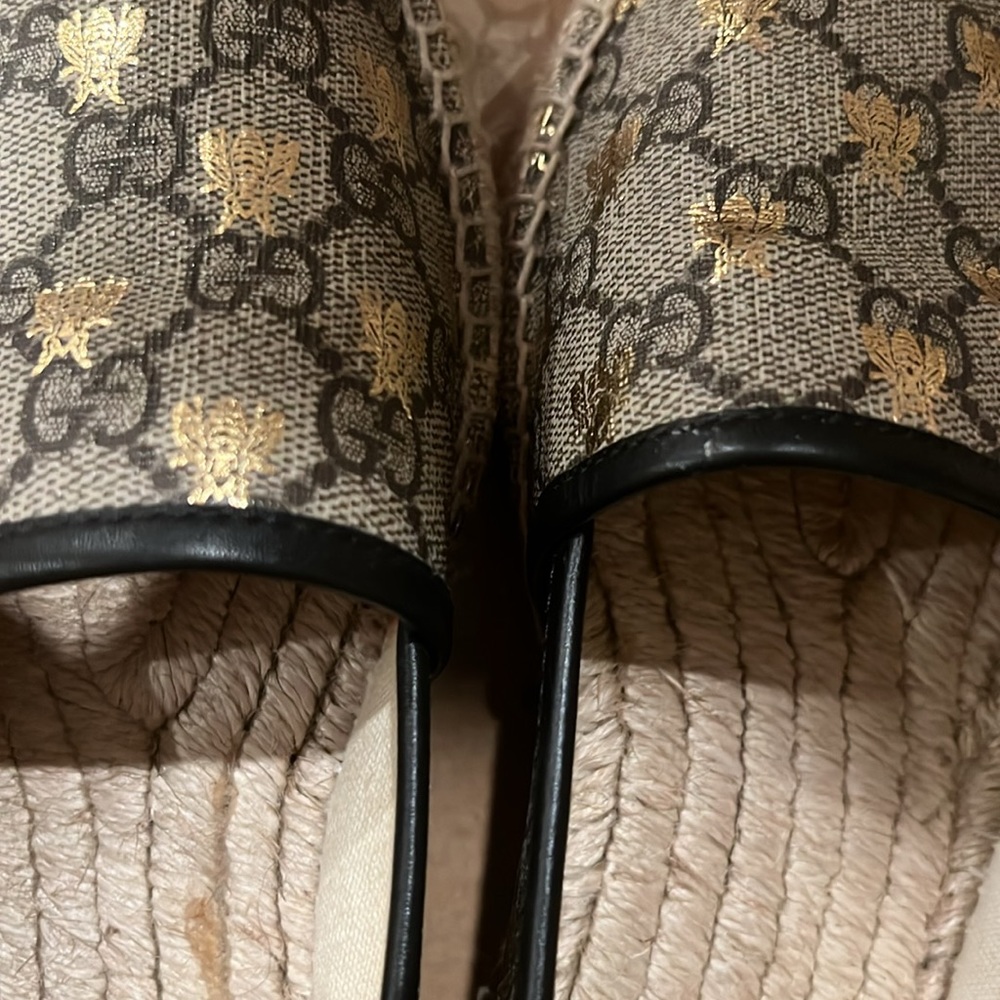 Gucci Logo Espadrille Flat Bees size 37.5 - Picture 14 of 16
